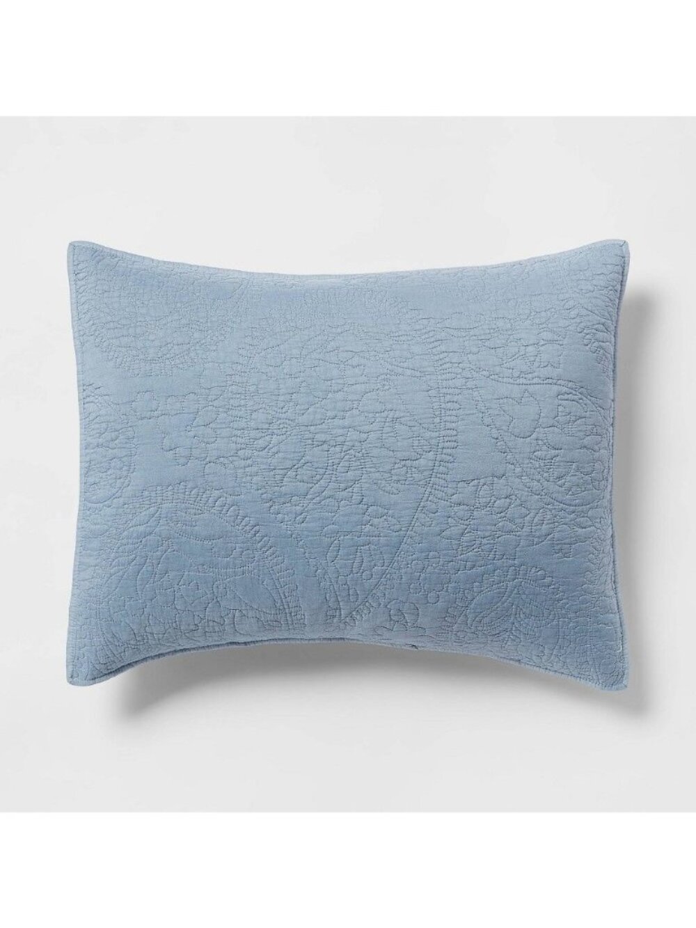 Threshold Garment Washed Paisley Stitch Sham Standard 20" X 26" Light Blue
